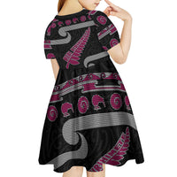 New Zealand Christmas Kid Short Sleeve Dress Meri Kirihimete Silver Fern Knit Style Pink Color LT03 - Polynesian Pride