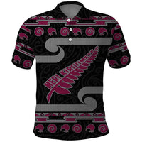 New Zealand Christmas Polo Shirt Meri Kirihimete Silver Fern Knit Style Pink Color LT03 Pink - Polynesian Pride