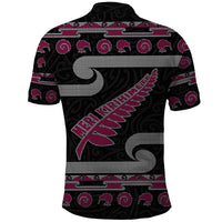 New Zealand Christmas Polo Shirt Meri Kirihimete Silver Fern Knit Style Pink Color LT03 - Polynesian Pride