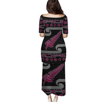 New Zealand Christmas Puletasi Meri Kirihimete Silver Fern Knit Style Pink Color LT03 - Polynesian Pride