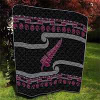 New Zealand Christmas Quilt Meri Kirihimete Silver Fern Knit Style Pink Color LT03 - Polynesian Pride