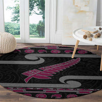 New Zealand Christmas Round Carpet Meri Kirihimete Silver Fern Knit Style Pink Color LT03 - Polynesian Pride