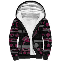 New Zealand Christmas Sherpa Hoodie Meri Kirihimete Silver Fern Knit Style Pink Color LT03 Unisex Pink - Polynesian Pride