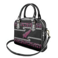 New Zealand Christmas Shoulder Handbag Meri Kirihimete Silver Fern Knit Style Pink Color LT03 - Polynesian Pride