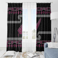 New Zealand Christmas Window Curtain Meri Kirihimete Silver Fern Knit Style Pink Color LT03 - Polynesian Pride