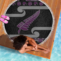 New Zealand Christmas Beach Blanket Meri Kirihimete Silver Fern Knit Style Purple Color LT03 - Polynesian Pride