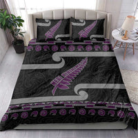 New Zealand Christmas Bedding Set Meri Kirihimete Silver Fern Knit Style Purple Color LT03 - Polynesian Pride