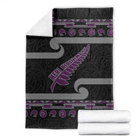 New Zealand Christmas Blanket Meri Kirihimete Silver Fern Knit Style Purple Color LT03 - Polynesian Pride