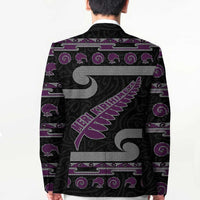 New Zealand Christmas Blazer Meri Kirihimete Silver Fern Knit Style Purple Color LT03 - Polynesian Pride