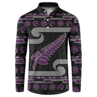 New Zealand Christmas Button Sweatshirt Meri Kirihimete Silver Fern Knit Style Purple Color LT03 Purple - Polynesian Pride