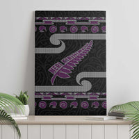 New Zealand Christmas Canvas Wall Art Meri Kirihimete Silver Fern Knit Style Purple Color LT03 - Polynesian Pride