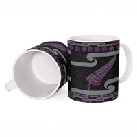 New Zealand Christmas Ceramic Mug Meri Kirihimete Silver Fern Knit Style Purple Color LT03 - Polynesian Pride