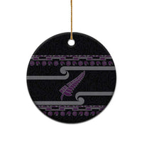 New Zealand Christmas Ceramic Ornament Meri Kirihimete Silver Fern Knit Style Purple Color LT03 - Polynesian Pride