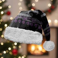 New Zealand Christmas Santa Hat Meri Kirihimete Silver Fern Knit Style Purple Color LT03 With Fur Purple - Polynesian Pride