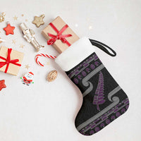 New Zealand Christmas Stocking Meri Kirihimete Silver Fern Knit Style Purple Color LT03 - Polynesian Pride