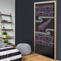 New Zealand Christmas Door Cover Meri Kirihimete Silver Fern Knit Style Purple Color LT03 - Polynesian Pride