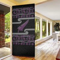 New Zealand Christmas Door Cover Meri Kirihimete Silver Fern Knit Style Purple Color LT03 - Polynesian Pride