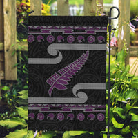 New Zealand Christmas Garden Flag Meri Kirihimete Silver Fern Knit Style Purple Color LT03 Garden Flag Purple - Polynesian Pride