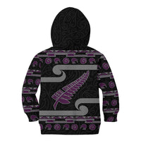 New Zealand Christmas Kid Hoodie Meri Kirihimete Silver Fern Knit Style Purple Color LT03 - Polynesian Pride
