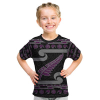 New Zealand Christmas Kid T Shirt Meri Kirihimete Silver Fern Knit Style Purple Color LT03 Purple - Polynesian Pride