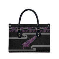 New Zealand Christmas Leather Bag Meri Kirihimete Silver Fern Knit Style Purple Color LT03 - Polynesian Pride