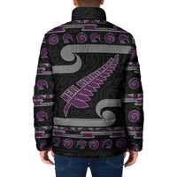 New Zealand Christmas Padded Jacket Meri Kirihimete Silver Fern Knit Style Purple Color LT03 - Polynesian Pride