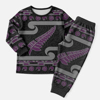 New Zealand Christmas Pajama Set Meri Kirihimete Silver Fern Knit Style Purple Color LT03 Men Purple - Polynesian Pride
