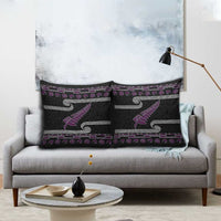 New Zealand Christmas Pillow Cover Meri Kirihimete Silver Fern Knit Style Purple Color LT03 - Polynesian Pride