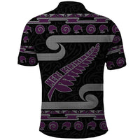 New Zealand Christmas Polo Shirt Meri Kirihimete Silver Fern Knit Style Purple Color LT03 - Polynesian Pride