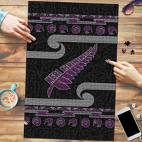 New Zealand Christmas Puzzle Meri Kirihimete Silver Fern Knit Style Purple Color LT03 Purple - Polynesian Pride