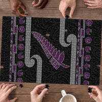 New Zealand Christmas Puzzle Meri Kirihimete Silver Fern Knit Style Purple Color LT03 - Polynesian Pride