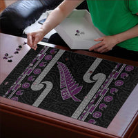 New Zealand Christmas Puzzle Meri Kirihimete Silver Fern Knit Style Purple Color LT03 - Polynesian Pride