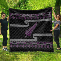 New Zealand Christmas Quilt Meri Kirihimete Silver Fern Knit Style Purple Color LT03 - Polynesian Pride