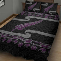 New Zealand Christmas Quilt Bed Set Meri Kirihimete Silver Fern Knit Style Purple Color LT03 - Polynesian Pride