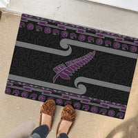 New Zealand Christmas Rubber Doormat Meri Kirihimete Silver Fern Knit Style Purple Color LT03 - Polynesian Pride