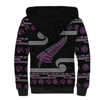 New Zealand Christmas Sherpa Hoodie Meri Kirihimete Silver Fern Knit Style Purple Color LT03 - Polynesian Pride