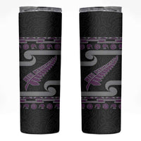 New Zealand Christmas Skinny Tumbler Meri Kirihimete Silver Fern Knit Style Purple Color LT03 Purple - Polynesian Pride