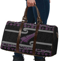 New Zealand Christmas Travel Bag Meri Kirihimete Silver Fern Knit Style Purple Color LT03 - Polynesian Pride