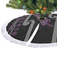New Zealand Christmas Tree Skirt Meri Kirihimete Silver Fern Knit Style Purple Color LT03 - Polynesian Pride