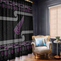 New Zealand Christmas Window Curtain Meri Kirihimete Silver Fern Knit Style Purple Color LT03 - Polynesian Pride