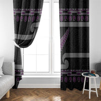 New Zealand Christmas Window Curtain Meri Kirihimete Silver Fern Knit Style Purple Color LT03 - Polynesian Pride