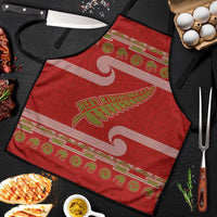 New Zealand Christmas Apron Meri Kirihimete Silver Fern Knit Style Green Color LT03 Green - Polynesian Pride