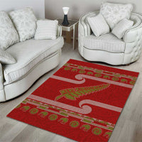 New Zealand Christmas Area Rug Meri Kirihimete Silver Fern Knit Style Green Color - Polynesian Pride