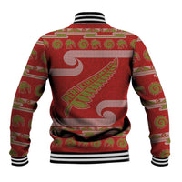 New Zealand Christmas Baseball Jacket Meri Kirihimete Silver Fern Knit Style Green Color LT03 - Polynesian Pride