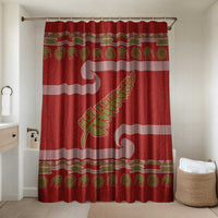 New Zealand Christmas Bathroom Set Meri Kirihimete Silver Fern Knit Style Green Color LT03 Shower Curtain Only Green - Polynesian Pride