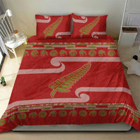 New Zealand Christmas Bedding Set Meri Kirihimete Silver Fern Knit Style Green Color LT03 - Polynesian Pride