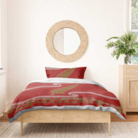 New Zealand Christmas Bedding Set Meri Kirihimete Silver Fern Knit Style Green Color LT03 - Polynesian Pride