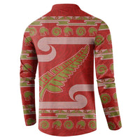 New Zealand Christmas Button Sweatshirt Meri Kirihimete Silver Fern Knit Style Green Color LT03 - Polynesian Pride