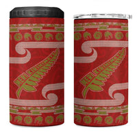New Zealand Christmas 4 in 1 Can Cooler Tumbler Meri Kirihimete Silver Fern Knit Style Green Color LT03 One Size: 16 oz Green - Polynesian Pride