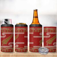 New Zealand Christmas 4 in 1 Can Cooler Tumbler Meri Kirihimete Silver Fern Knit Style Green Color LT03 - Polynesian Pride